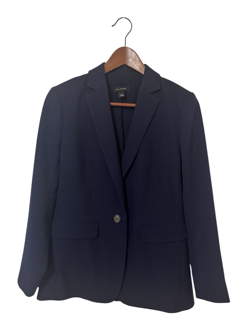 Ann Taylor Size 6 Navy Blue Tailored Blazer - Classic Single-Button - Picture 3 of 5